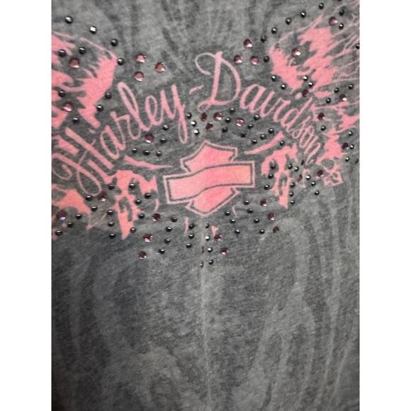Harley Davidson Pink w/Rhinestones XL Long Sleeve Top - Picture 5 of 6